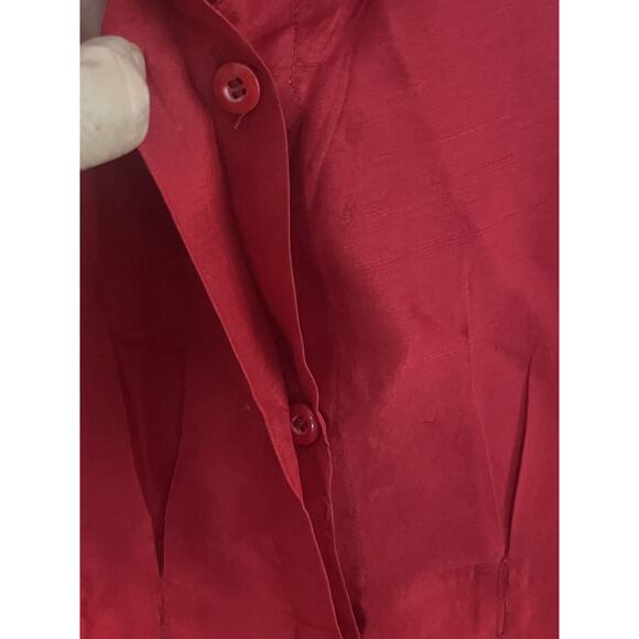Petanu by Pashma Red Silk Blouse •M• Shirt Gorgeous Button Down Long Sleeve - Picture 5 of 8